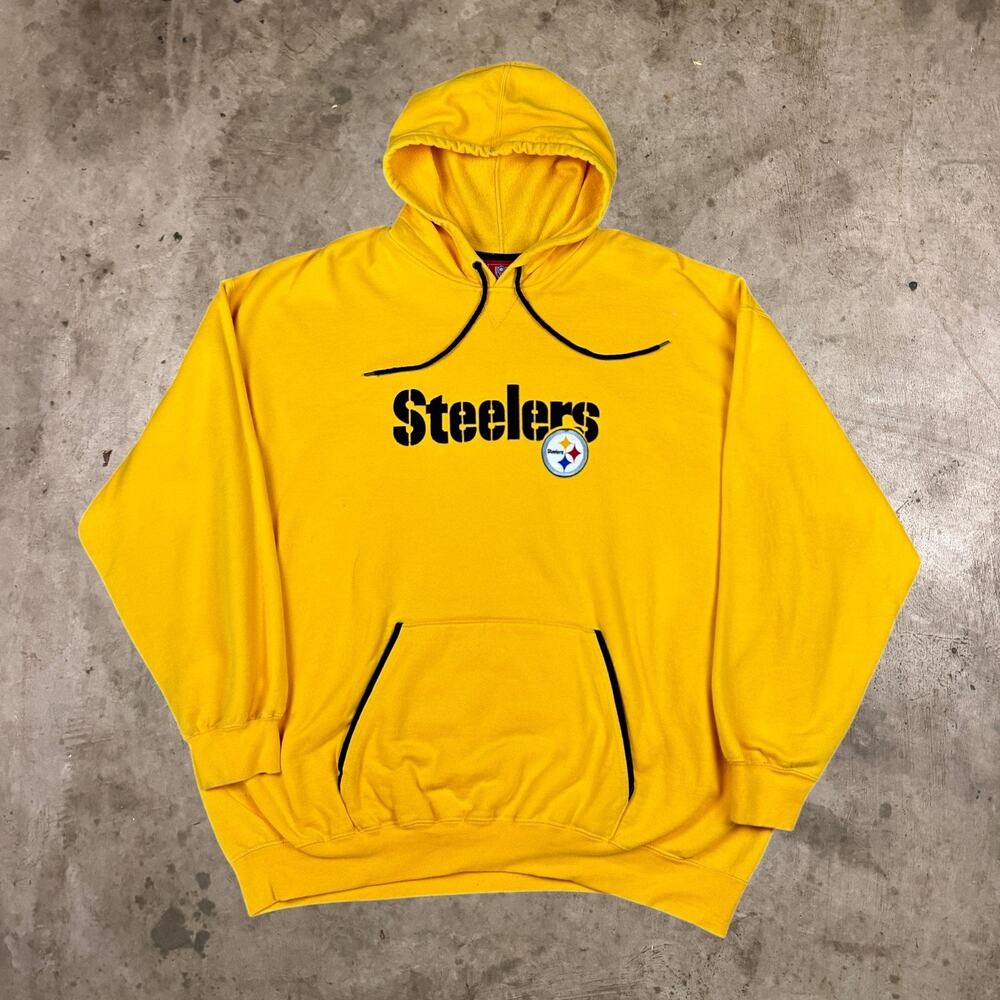 Pittsburgh Steelers Hoodie NFL Football Fleece Sweatshirt Yellow Mens Size XXL